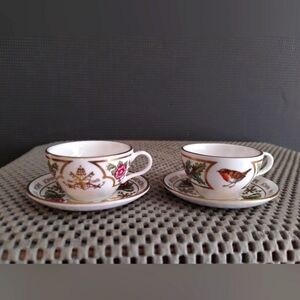 Set of 2 Spode Miniature Tea Cup & Saucer - Pope John Paul ll British Visit 1982